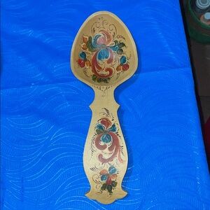 Large hand painted wooden spoon